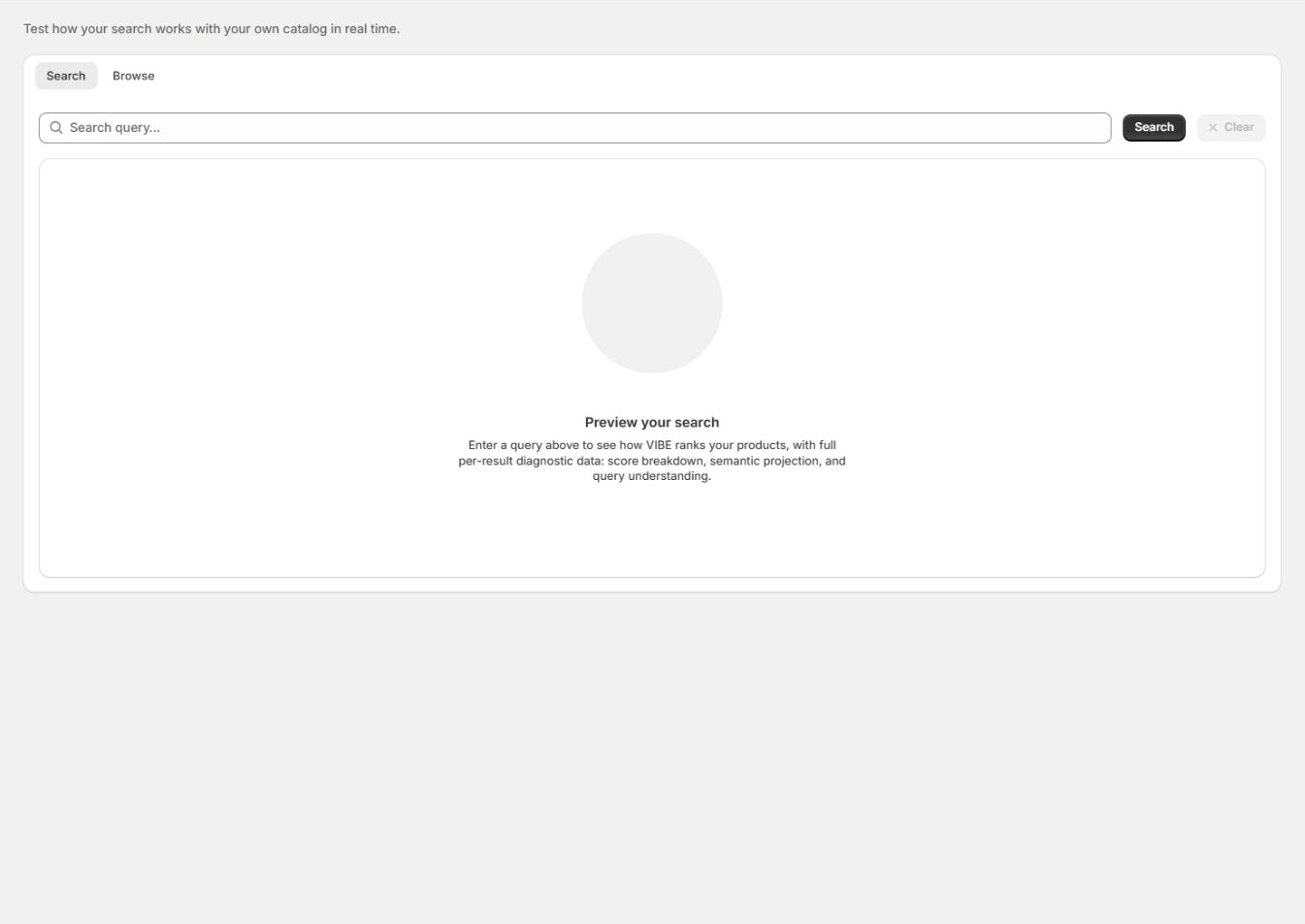 The Search Preview page before you run a query.